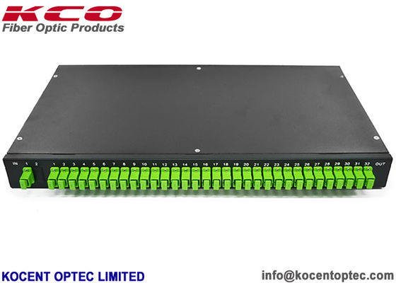 1x32 Fiber Optic PLC Splitter with SC/APC Connector and Rack Mount for Low Insertion Loss and High Reliability