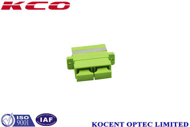 Green Fiber Optical Adapter SC/APC With Flange, With Dust Cap, Duplex